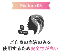 ご自身の血液のみを使用するため安全性が高い